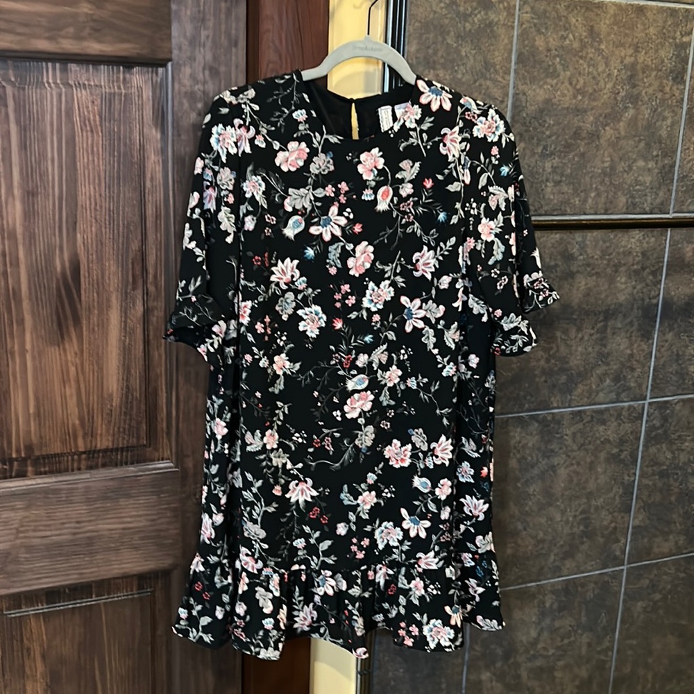 H&M Divided Black Floral Mini Dress Size Medium
